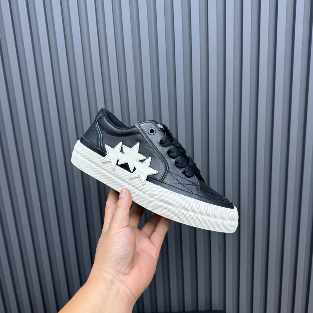2024 Unisex Amiri Black White Leather Sneakers MJ00300
