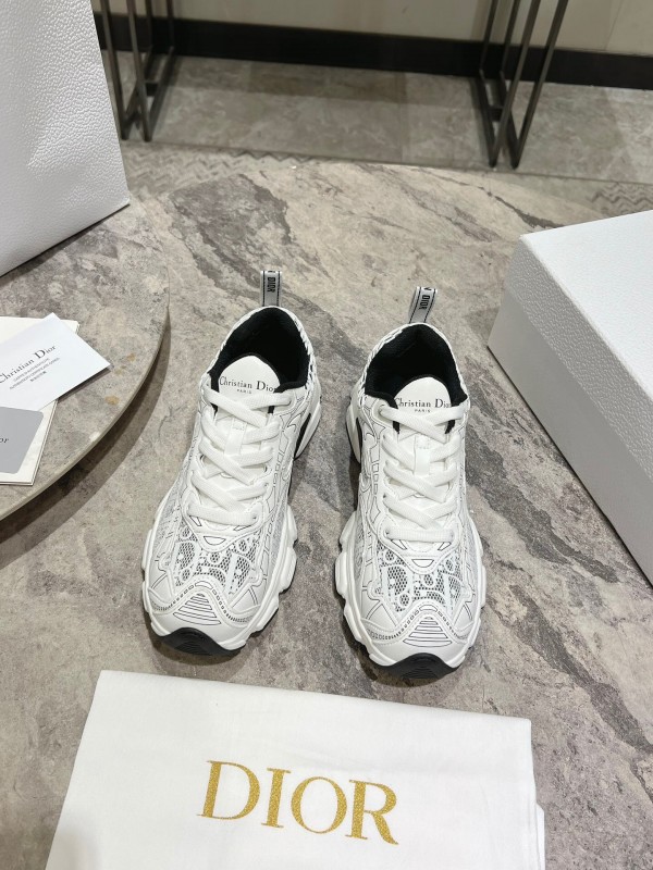 2025 Women Dior White Black Mesh Leather Sneakers