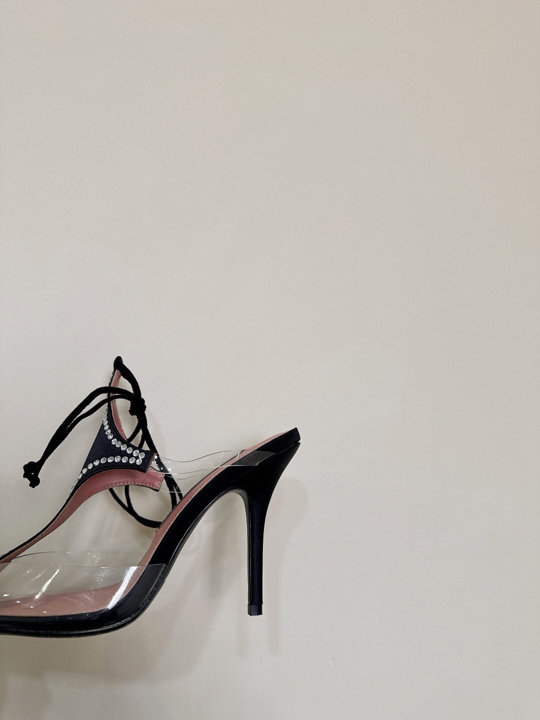2025 Women Les Petits Joueurs Black Transparent Satin High Heels KFY00290