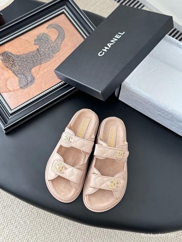 2025 Women Chanel Beige Leather Sandals LY00310