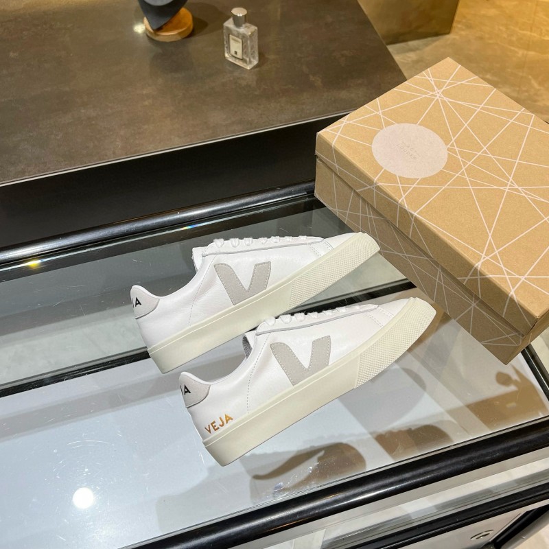 2025 Unisex VEJA White Grey Leather Canvas Sneakers MJ00240