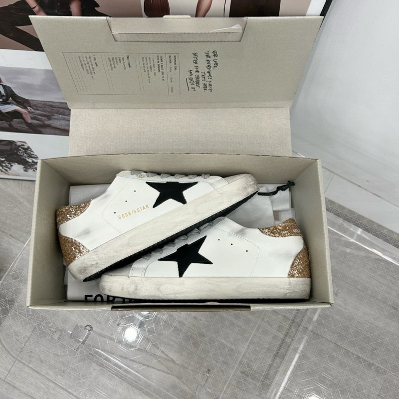 2025 Women GGDB White Black Glitter Leather Suede Sneakers