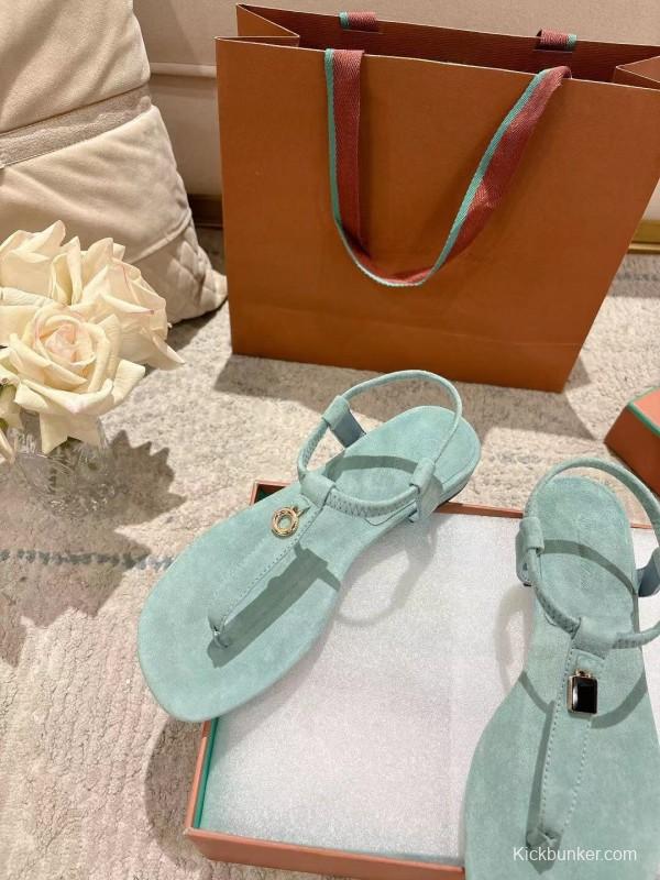 2025 Women LP Light Blue Suede Sandals LY00250