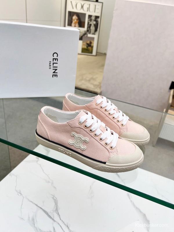 2025 Women Celine Pink Canvas Sneakers LY00210