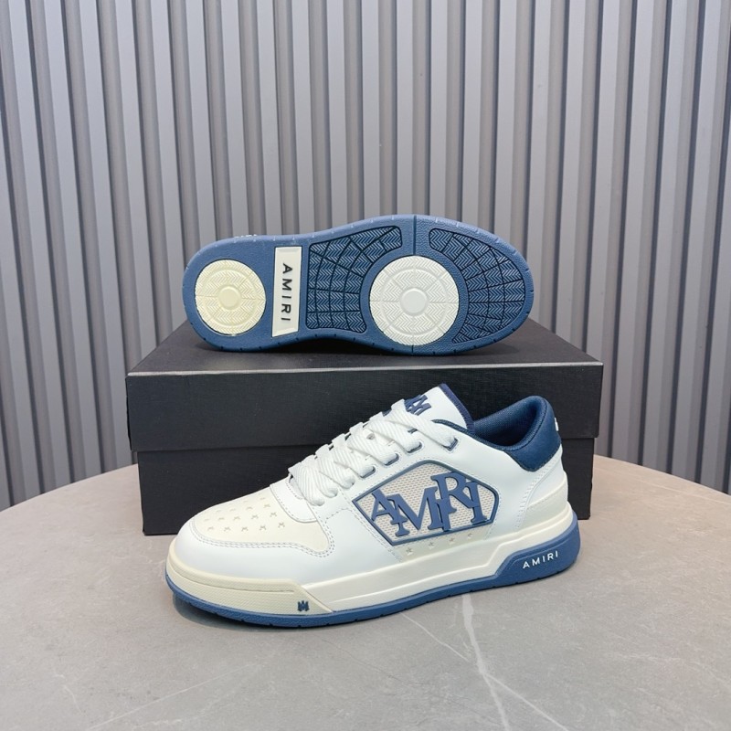 2025 Unisex Amiri White Blue Leather Sneakers MJ00360