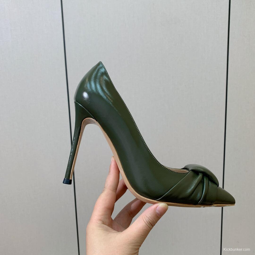 2025 Women Gianvito Rossi Green Patent Leather Pumps KFY00300
