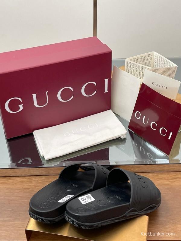 2025 Slippers Gucci Black Rubber Slippers LY00175