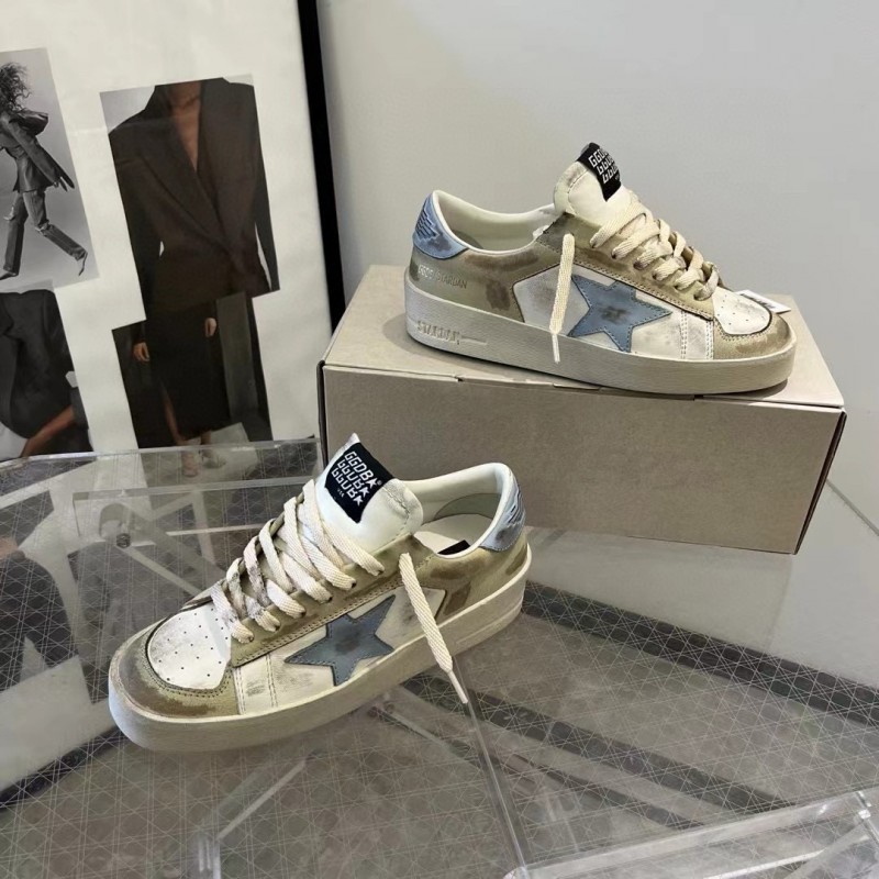 2024 Unisex GGDB White Beige Light Blue Leather Suede Sneakers MJ00260