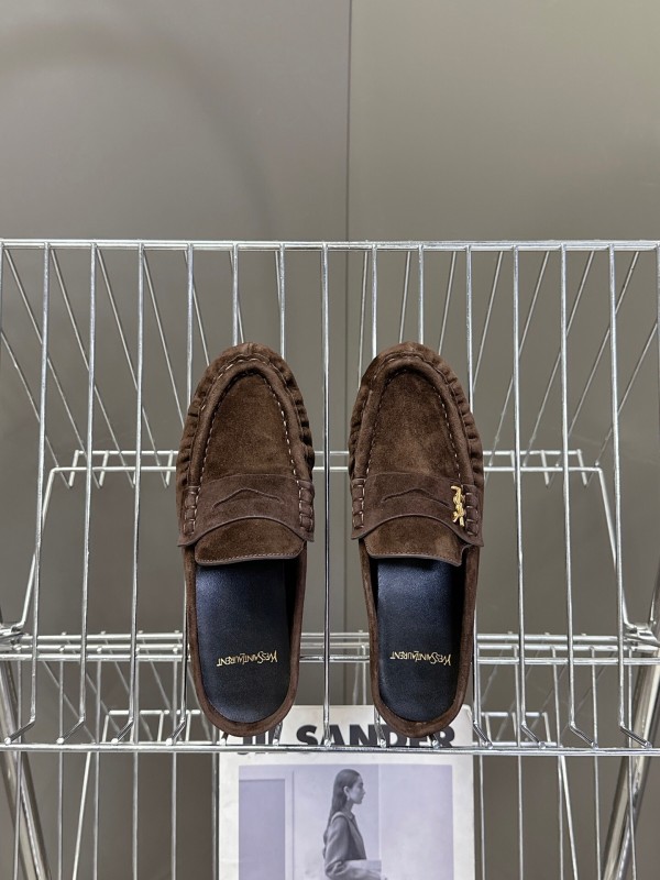 2025 Women Yves Saint Laurent Brown Suede Loafer