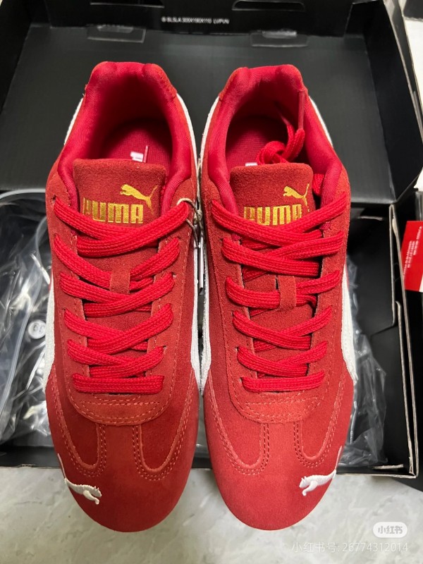 2025 Women Puma Red Suede Leather Sneakers KFY00260
