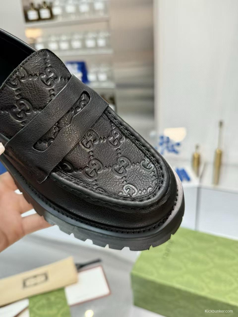 2024 Women Gucci Black Leather Loafers MJ00320