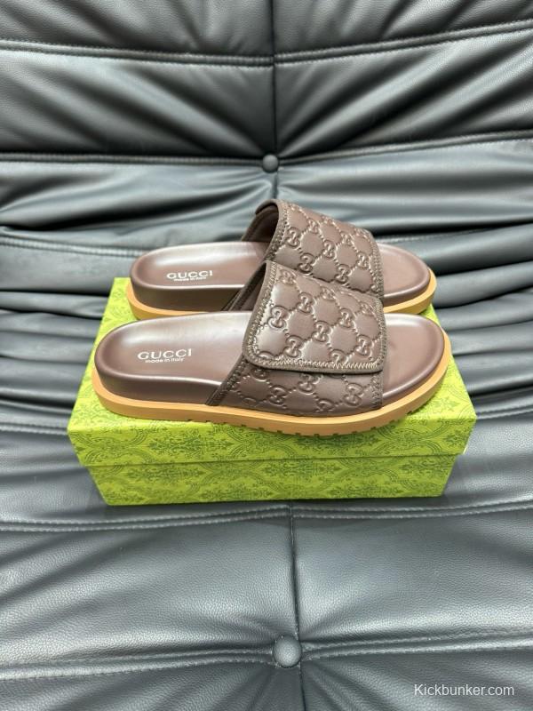 2024 Slippers Gucci Brown Leather Slippers MJ00200