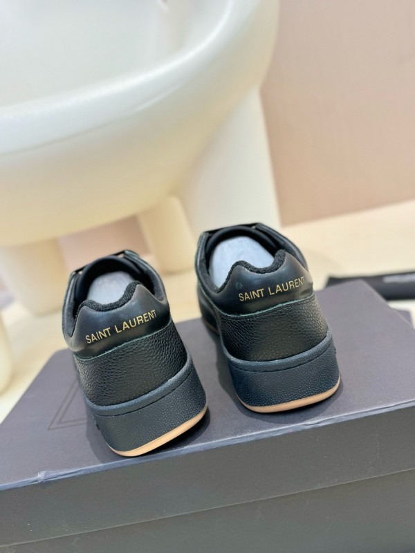 2024 Unisex Yves Saint Laurent Black Gold Leather Casual Shoes Laser Cut MJ00350