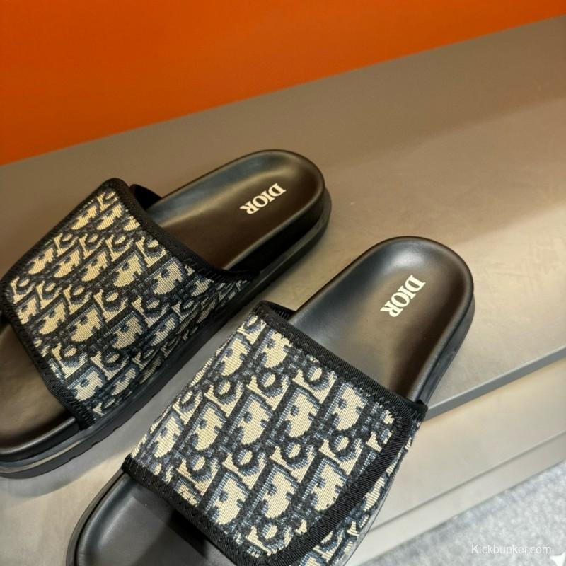 2024 Slippers Dior Black Canvas Slippers MJ00180