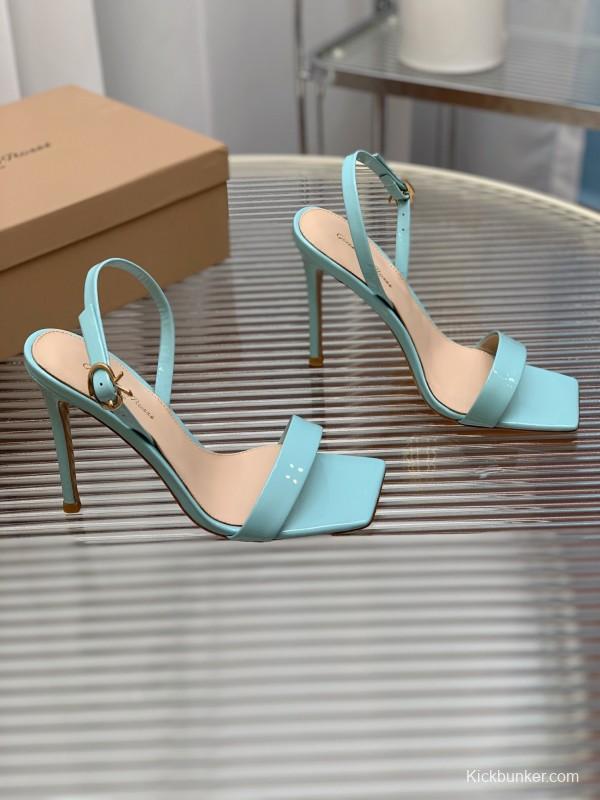 2025 Women Gianvito Rossi Light Blue Patent Leather High Heel Sandals