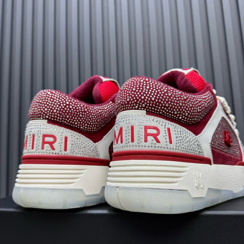 2024 Unisex Amiri Red White Leather Mesh Sneakers MJ00410