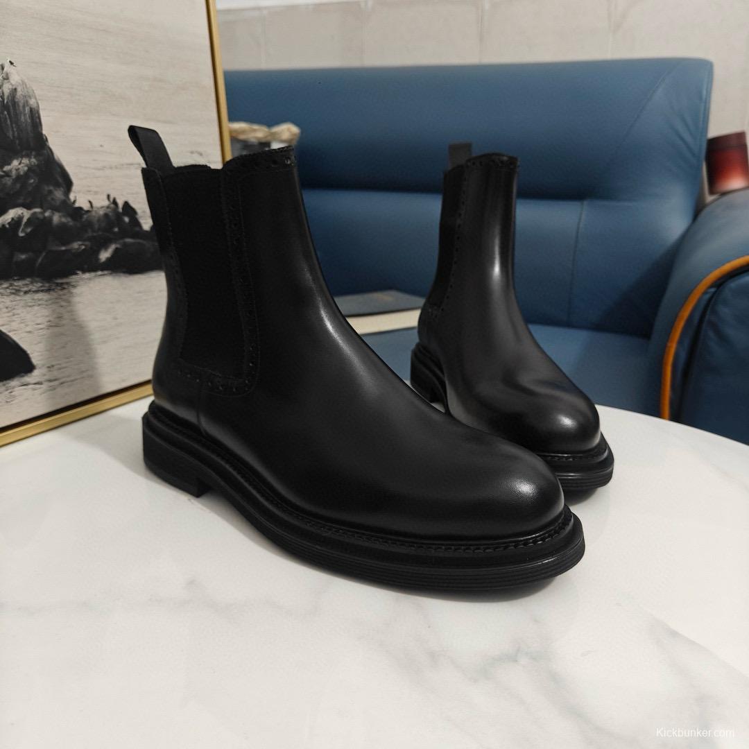 2024 Men Dolce & Gabbana Black Leather Chelsea Boots