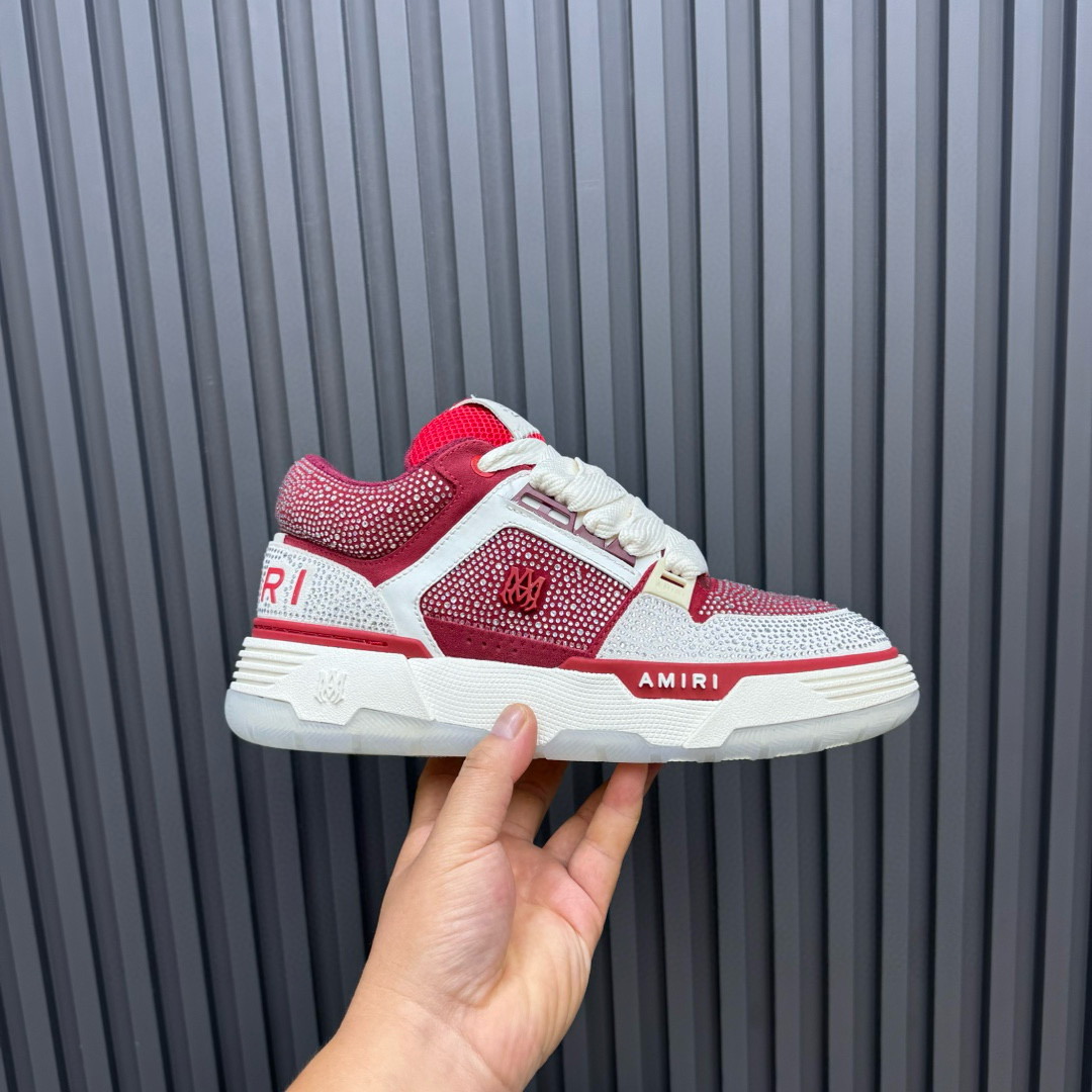 2024 Unisex Amiri Red White Leather Mesh Sneakers MJ00410