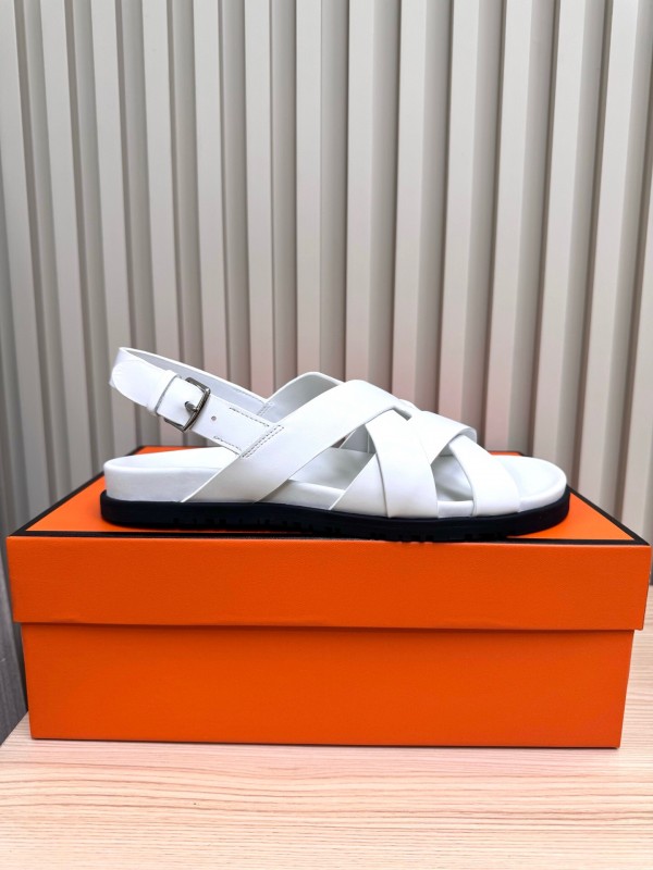 2025 Slippers Hermès White Leather Sandals LY00270