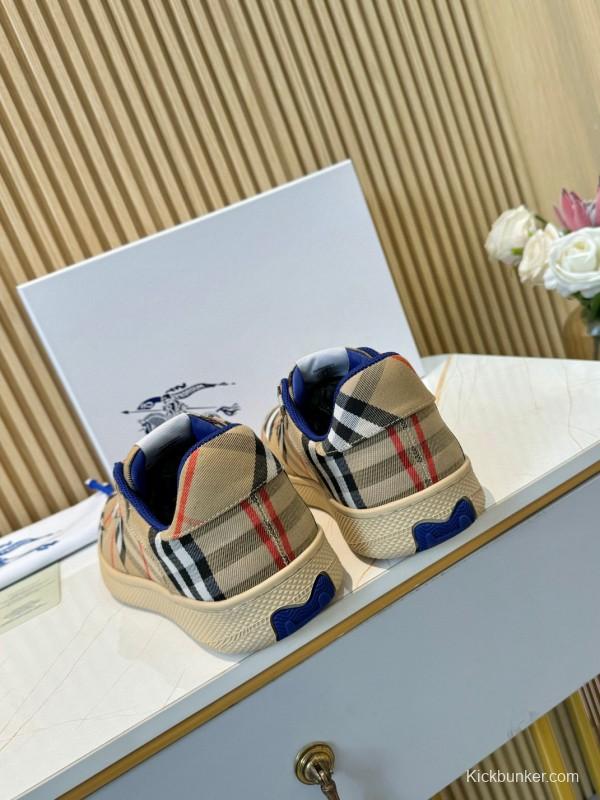 2024 Unisex Burberry Beige Black Red Cotton TPU Sneakers MJ00320