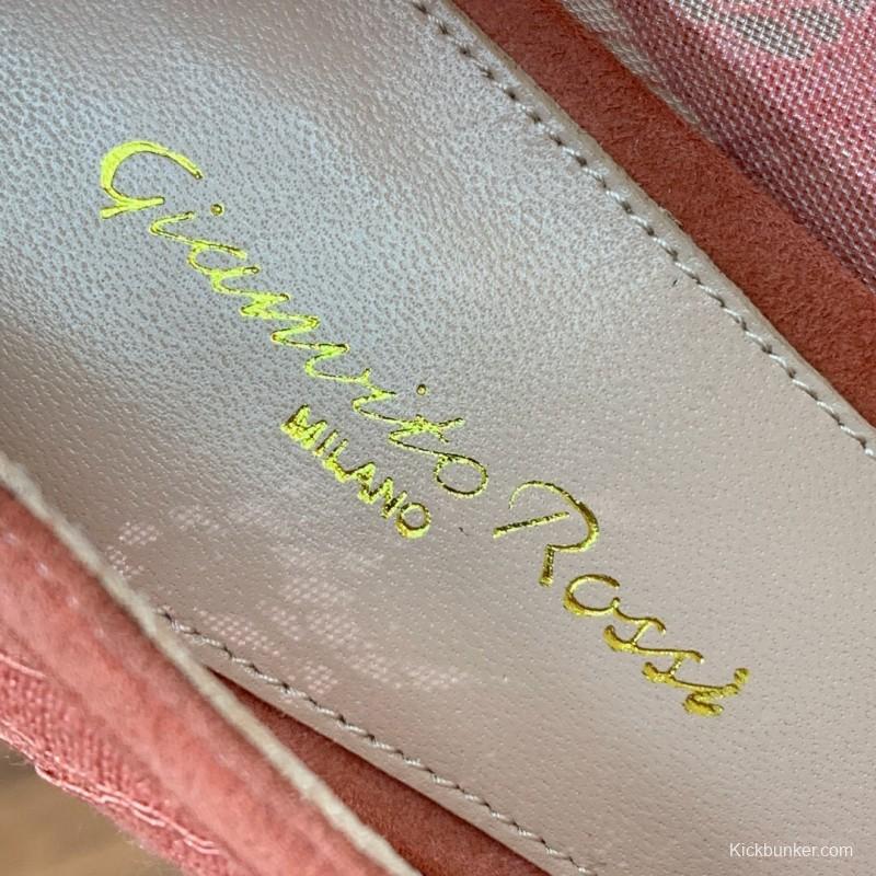 2025 Women Gianvito Rossi Pink Lace Leather Pumps