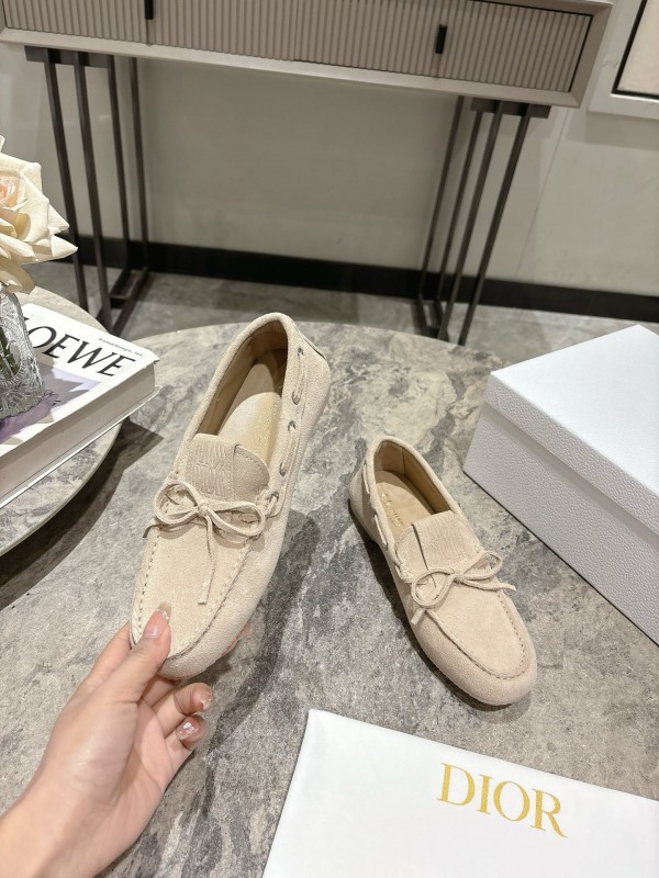 2025 Women Dior Beige Suede Loafers