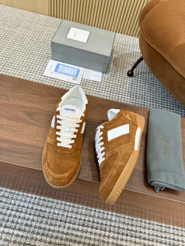 2025 Men TOM FORD Brown White Suede Leather Casual Shoes LY00360