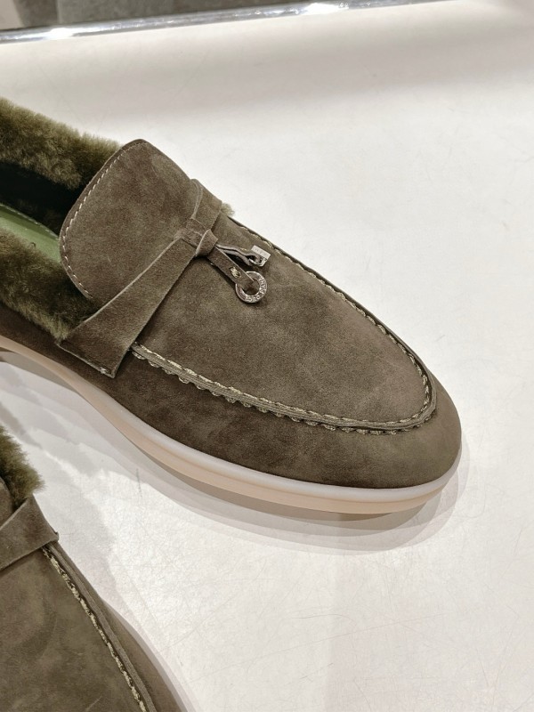 2024 Women LP Brown Suede Loafers With Wool Lining MJ00300