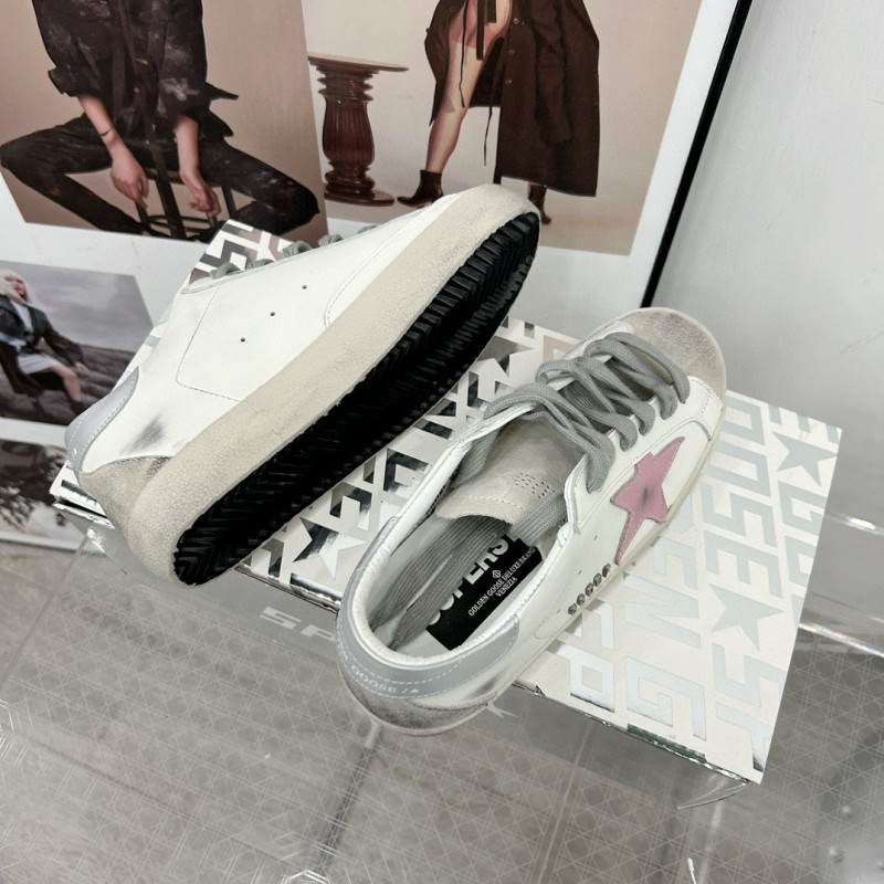 2025 Women GGDB White Pink Leather Sneakers