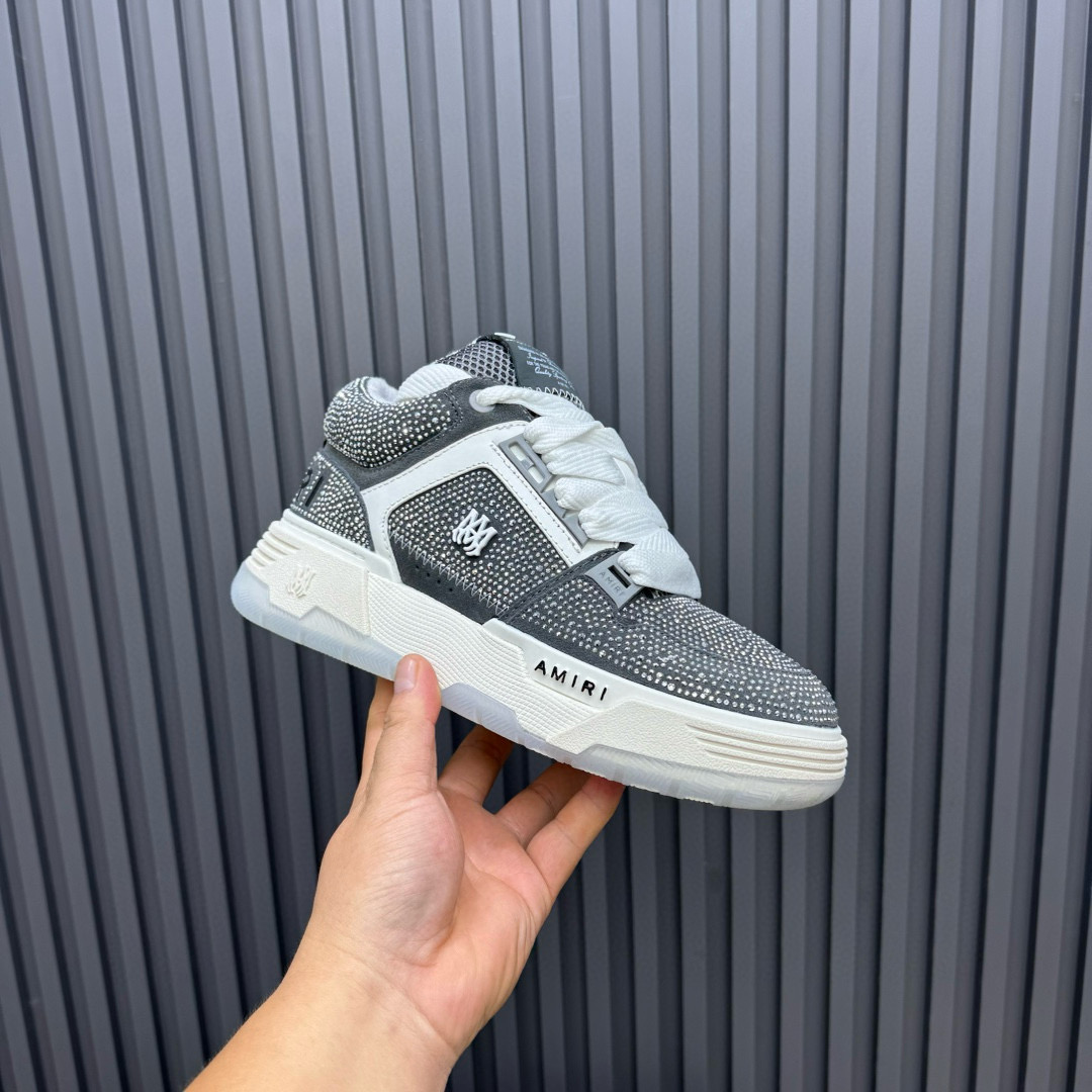 2024 Unisex Amiri Black White Leather Suede Sneaker MJ00410