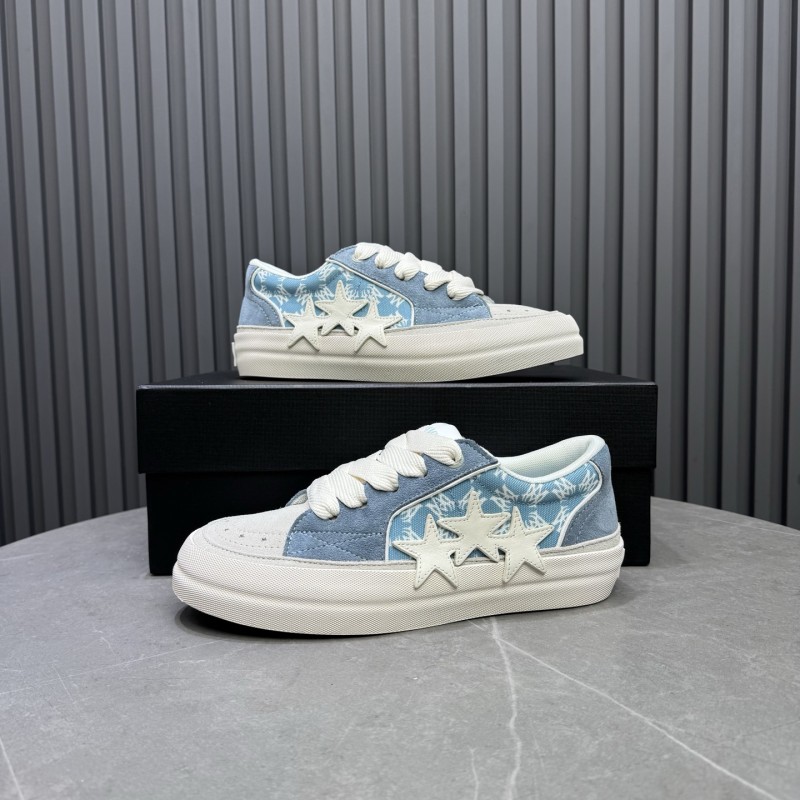 2025 Unisex Amiri Blue White Suede Canvas Sneakers