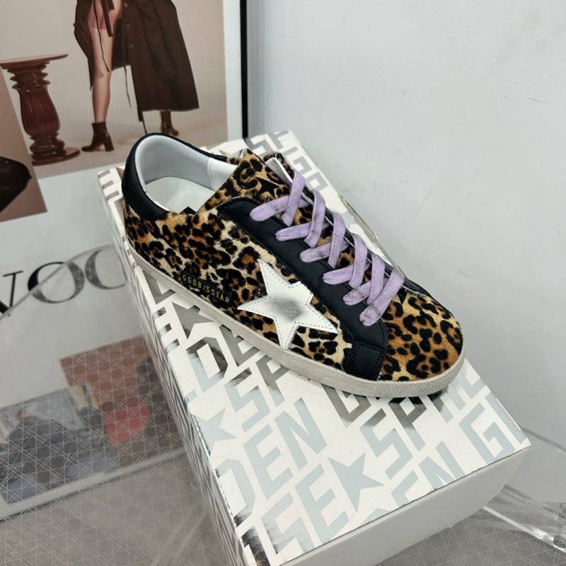 2025 Women GGDB Leopard Black White Leather Suede Sneakers