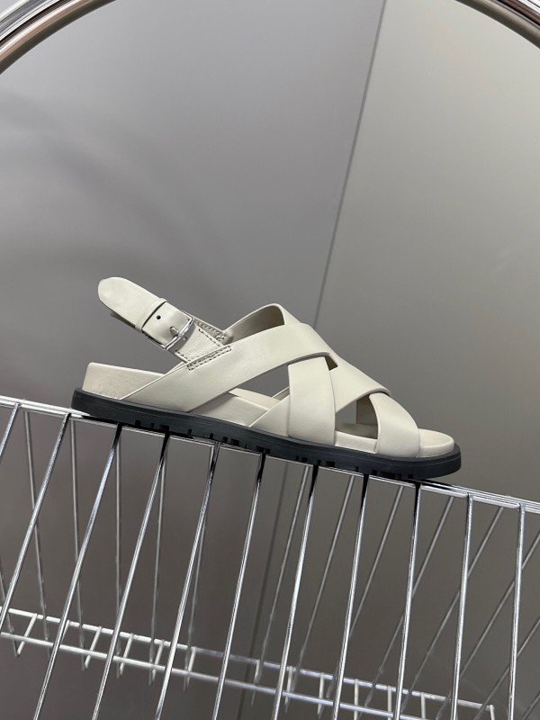 2025 Women Hermès Beige Leather Slippers