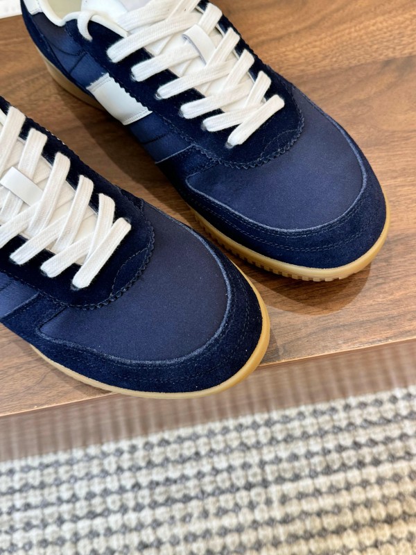 2025 Men TOM FORD Navy White Suede Leather Sneakers LY00360