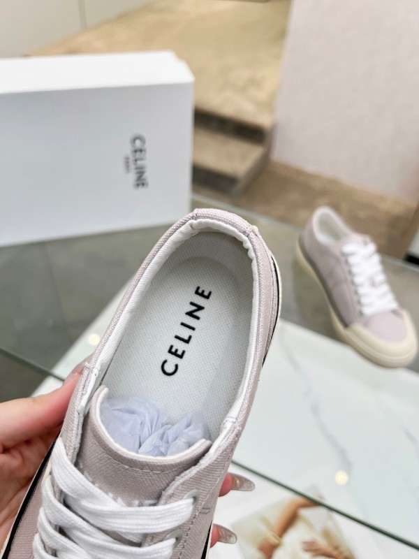 2025 Women Celine Light Grey Canvas Sneakers LY00210