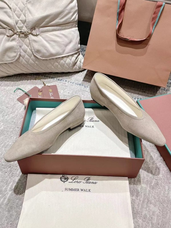 2025 Women LP Beige Suede Ballet Flats LY00320