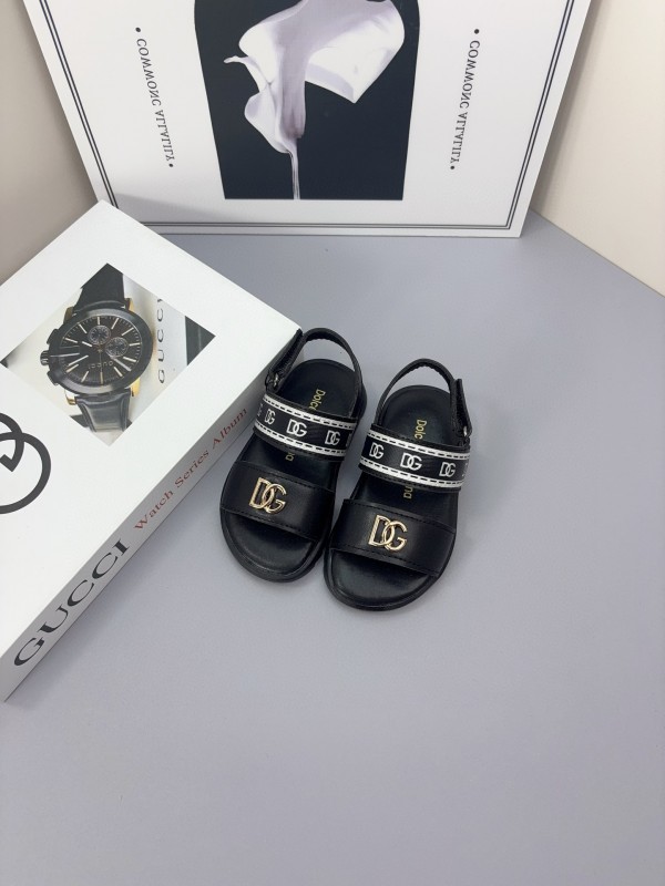 2025 Kids Dolce & Gabbana Black White Leather Sandals