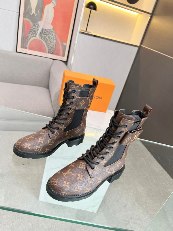 2024 Women Louis Vuitton Brown Leather Boots MJ00320