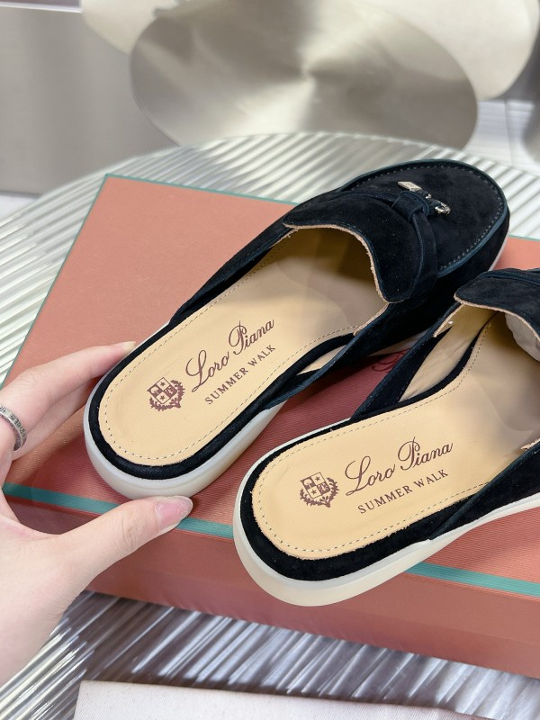 2024 Slippers LP Black Suede Loafers