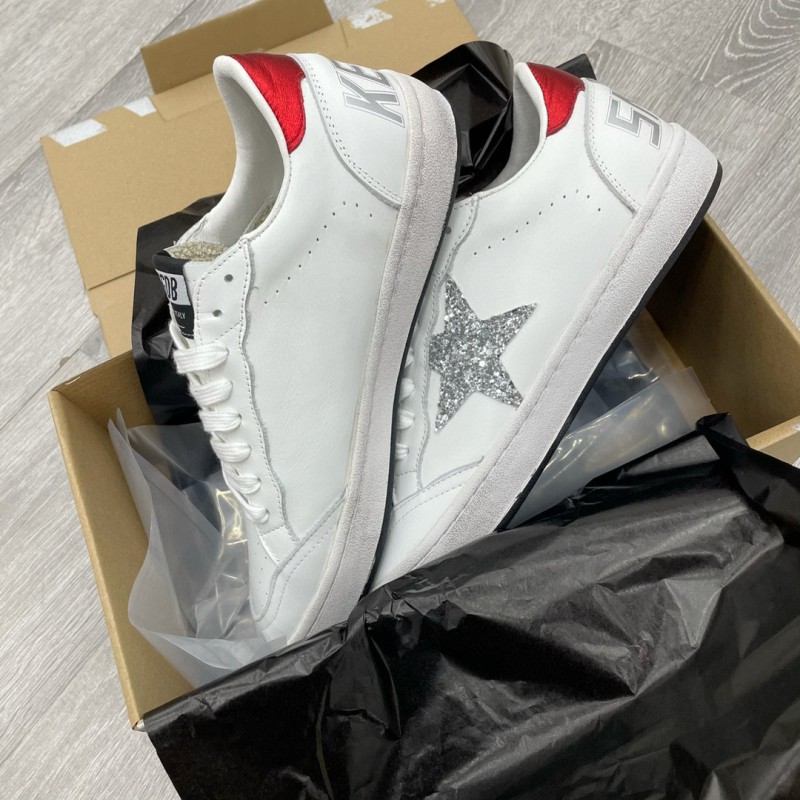 2024 Unisex GGDB White Silver Glitter Leather Sneakers MJ00260