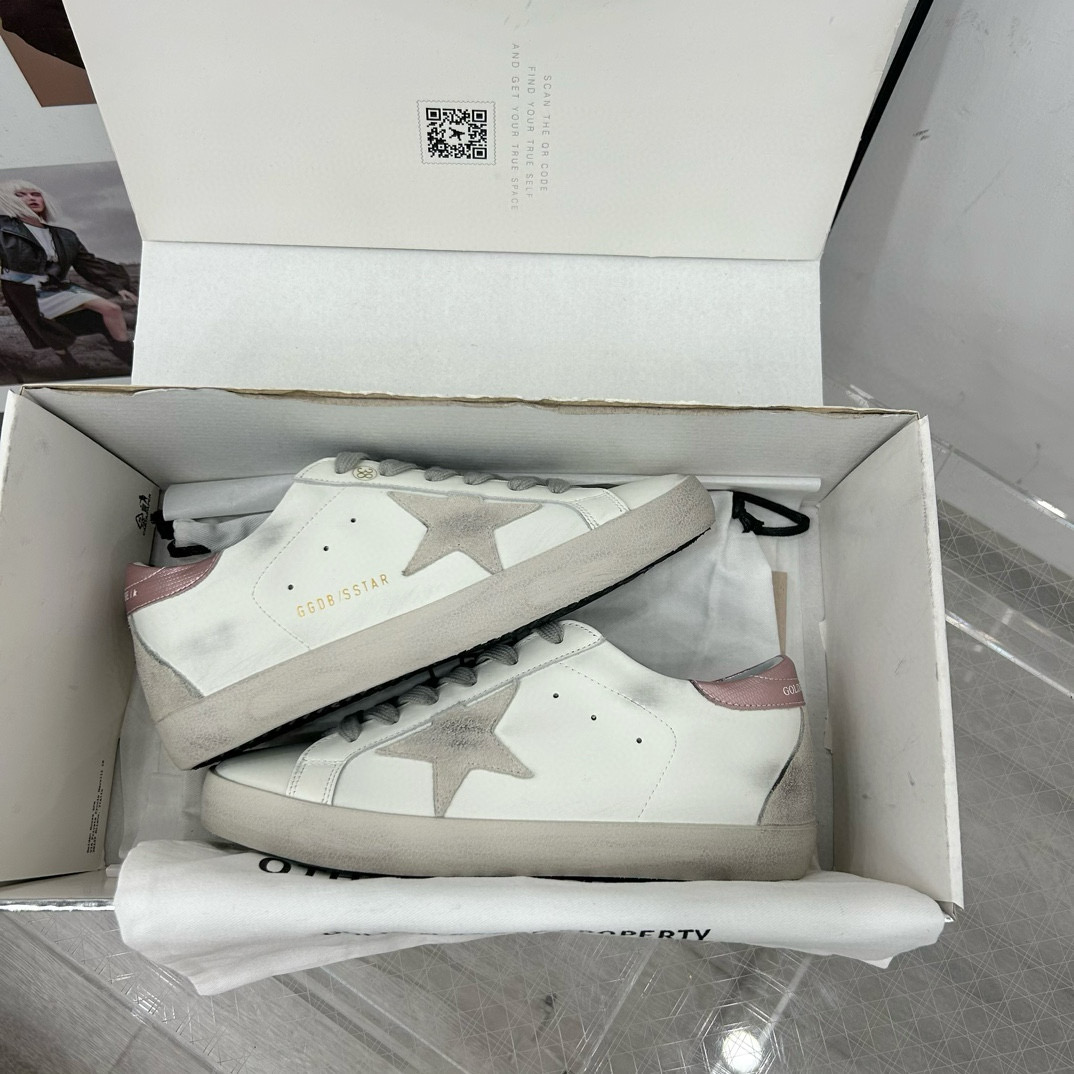 2025 Women GGDB White Grey Pink Leather Suede Sneakers