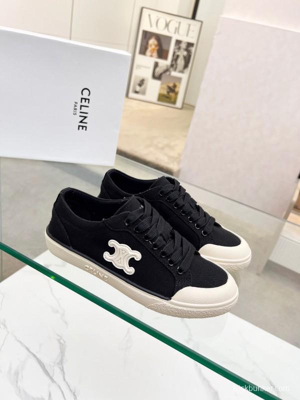 2025 Women Celine Black Canvas Sneakers LY00210
