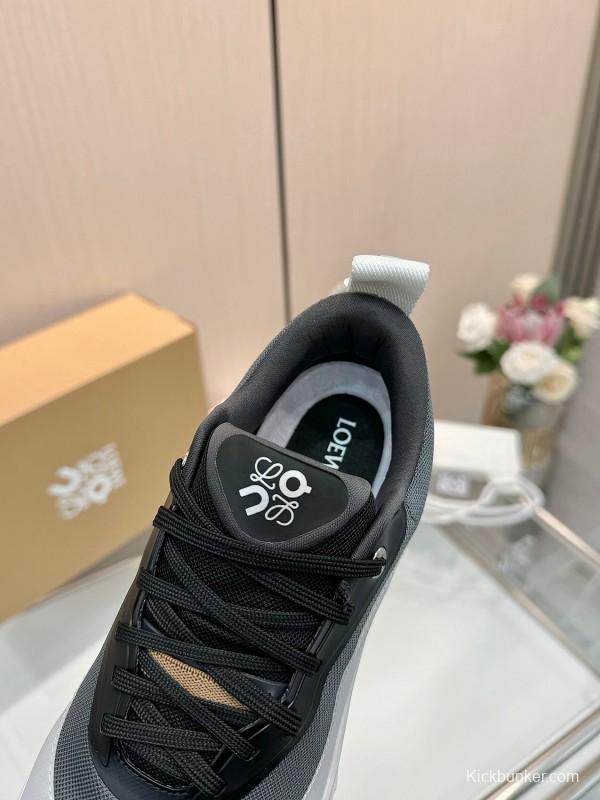 2025 Unisex Loewe Black White Grey Polyester Mesh Sneakers