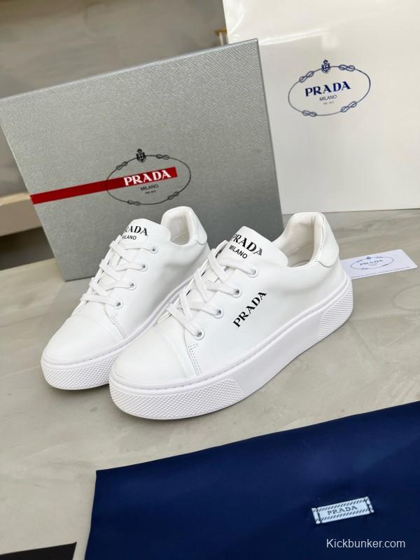 2024 Unisex Prada White Calfskin Leather Sneakers MJ00310