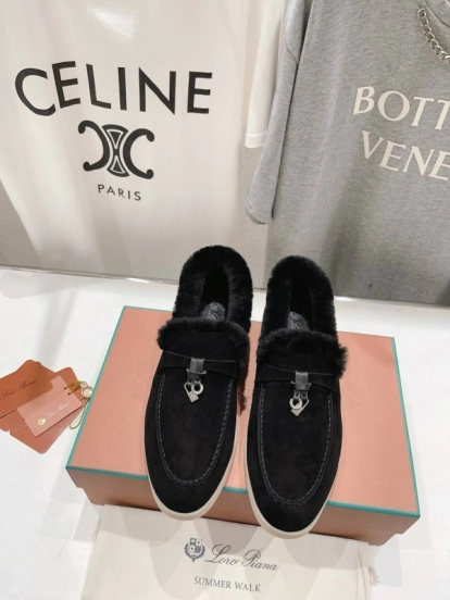 2024 Unisex Le Parmentier Black Suede Leather Wool Loafers MJ00310