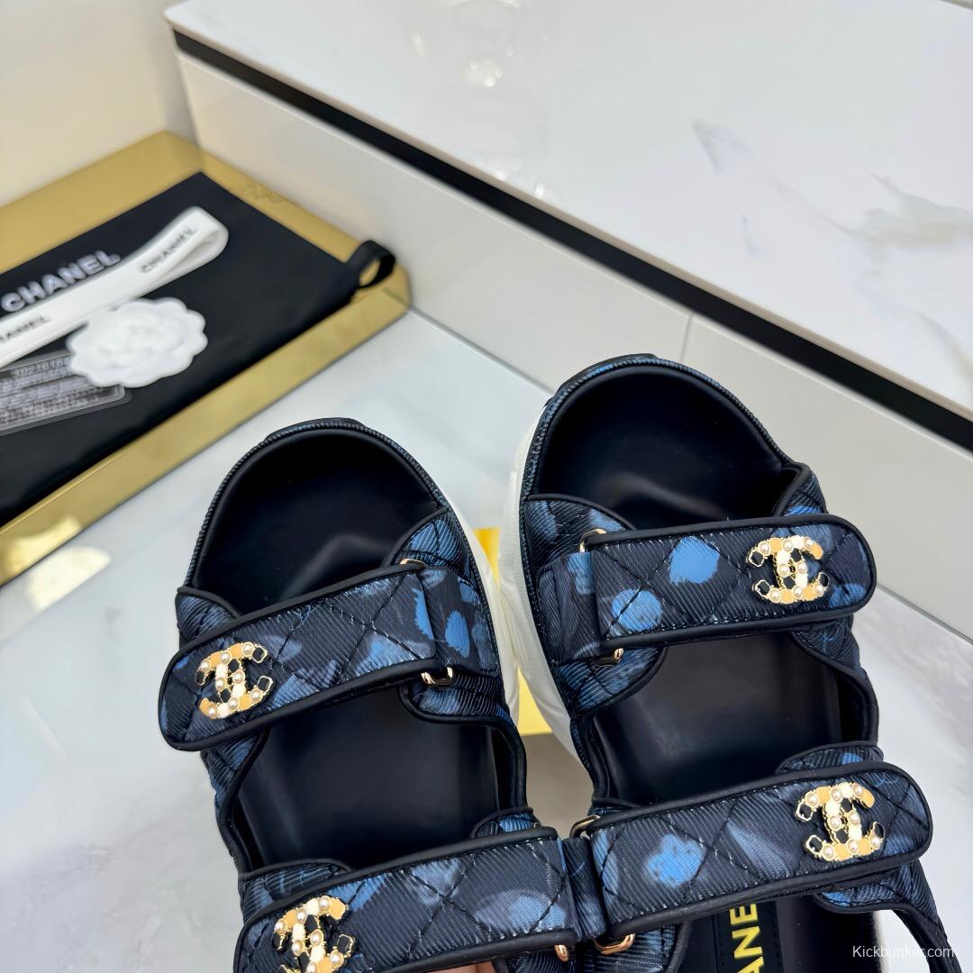 2025 Women Chanel Black Nylon Sandal Platform Chain LY00330