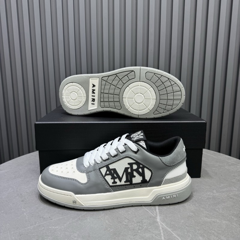 2025 Unisex Amiri White Grey Leather Sneakers MJ00360