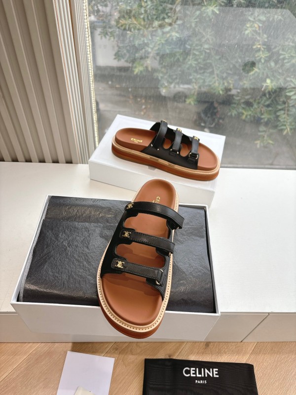 2025 CELINE Black Leather Slippers