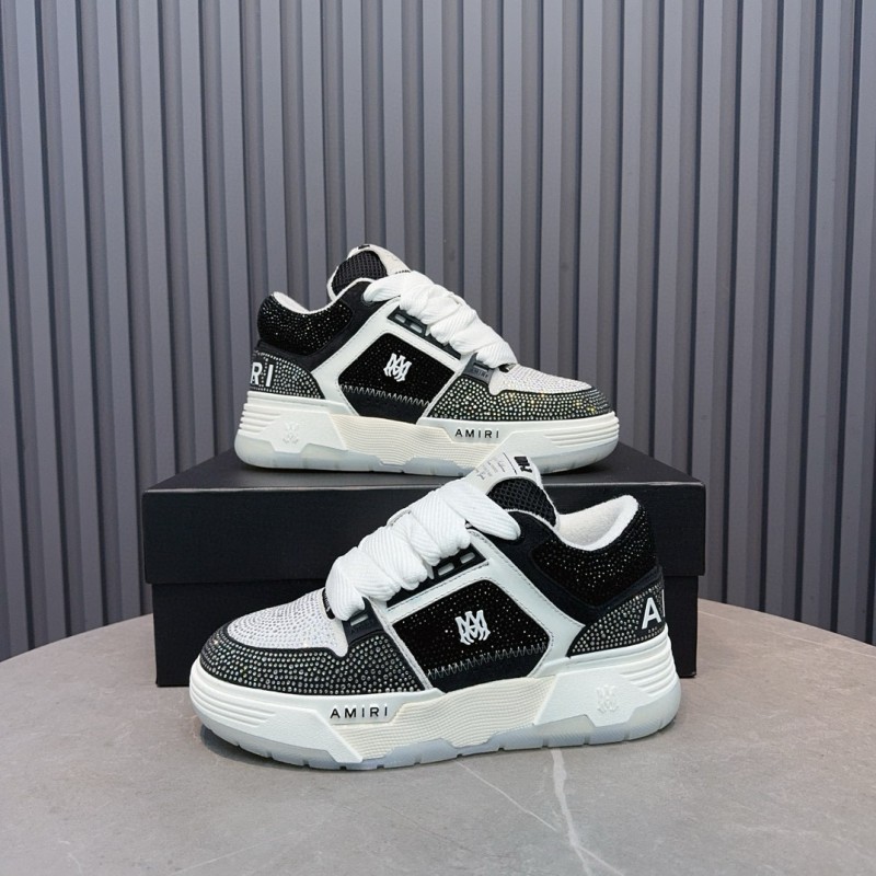 2024 Unisex Amiri Black White Mesh Leather Sneakers MJ00410