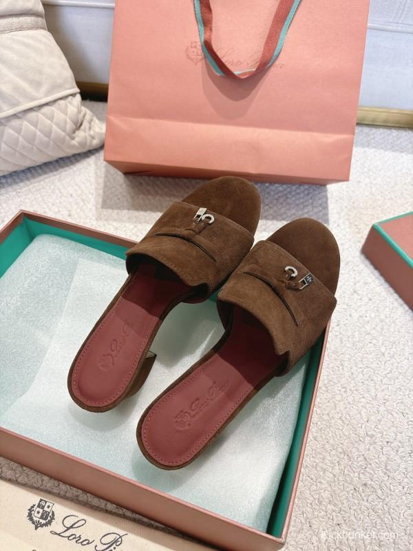 2025 Women LP Brown Suede Mules